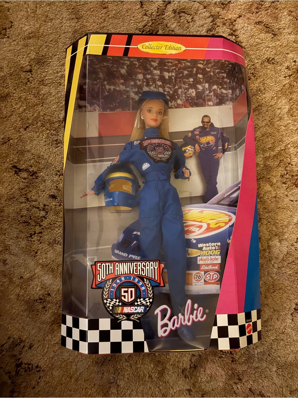 Barbie Blue Racing Suit Doll with Yellow Helmet Accents